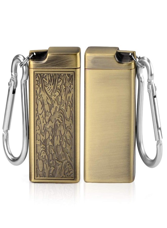 Linkidea 2 Pack Metal Ashtray with Lid, Small Outdoor Portable Cigarettes Cigars Ashtray for Travelling, Camping, Picnic, Indoor Auto, Home, Sand, Car, Patio (Gold) - Image 2